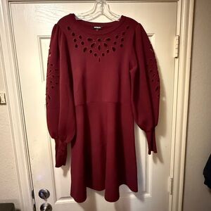 Express Burgundy Dress with Cutout Highlights